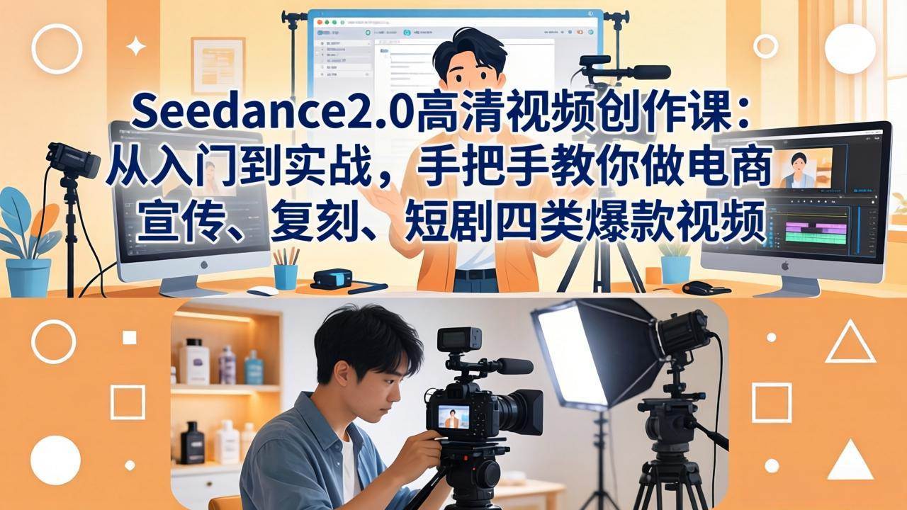 (18019期)Seedance2.0高清视频创作课:从入门到实战,手把手教你做电商、宣传、复刻、短剧四类爆款视频-星空网创资源