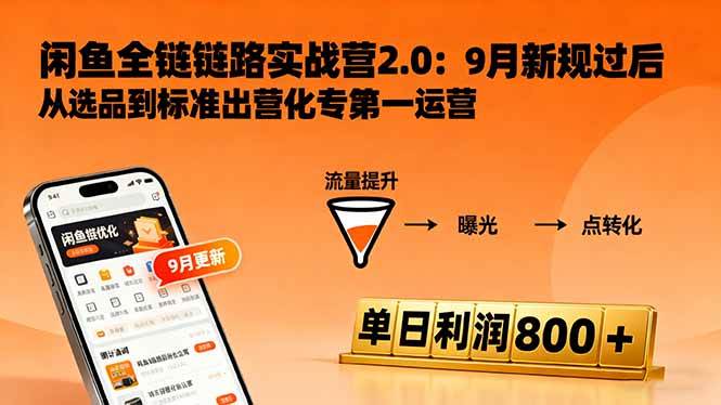 (16265期)闲鱼变现课3.0:掌握链接优化、流量提升、商业变现,单日利润800+-星空网创资源