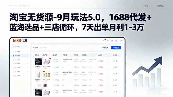 (15972期)淘宝无货源-9月玩法5.0,1688代发+蓝海选品+三店循环,7天出单月利1-3万-星空网创资源