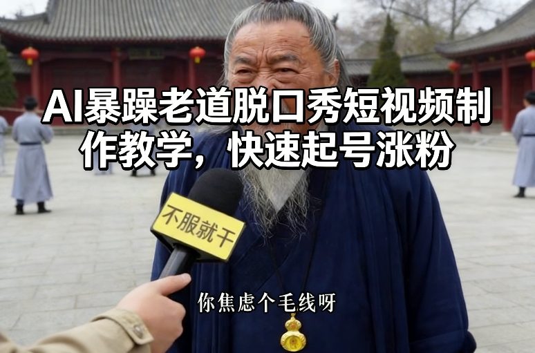 AI暴躁老道脱口秀短视频制作教学,快速起号涨粉 AI暴躁老道脱口秀短视频制作教学,快速起号涨粉