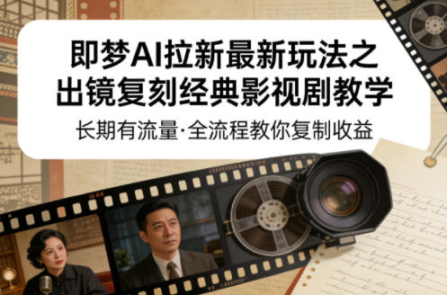 即梦AI拉新最新玩法之出镜复刻经典影视剧教学，长期有流量，全流程教你复制收益-星空网创资源