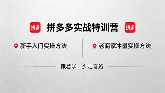 (18309期)拼多多实战特训营(更新5月3):不管是新手入门或老商家冲量,都有实操方法,跟着学,少走弯路-星空网创资源