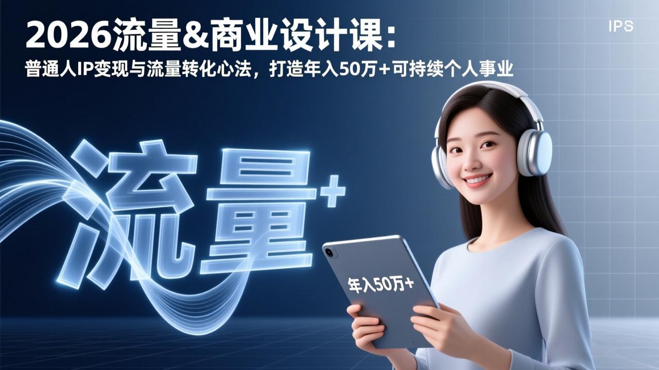 2026流量&商业设计课:普通人IP变现与流量转化心法,打造年入50万+可持续个人事业-星空网创资源