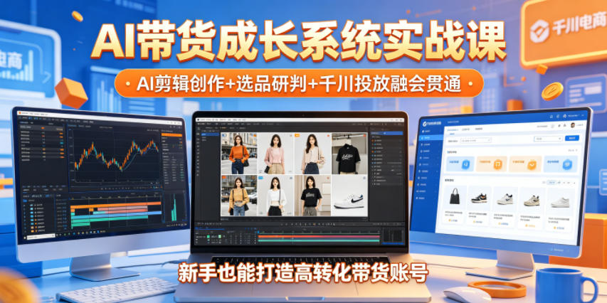 AI带货成长系统实战课，AI剪辑创作+选品研判+千川投放融会贯通，新手也能打造高转化带货账号（更新2026年）-星空网创资源