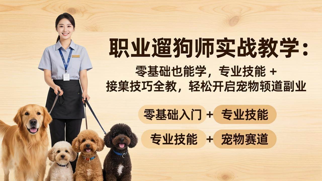 (18115期)职业遛狗师实战教学:零基础也能学,专业技能 + 接单技巧全教,轻松开启宠物赛道副业-星空网创资源