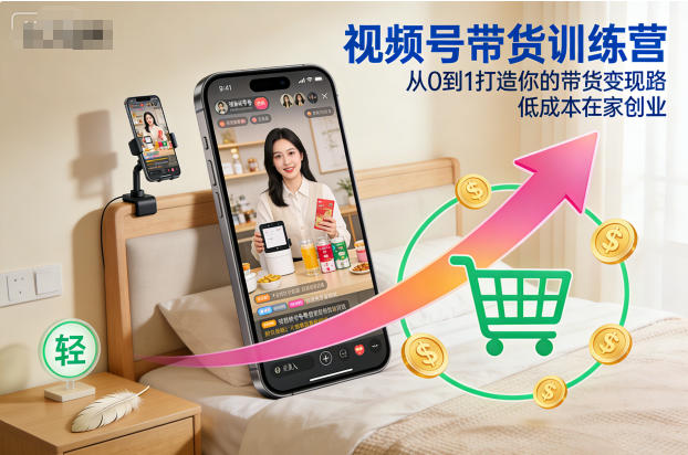 视频号带货训练营,从0到1打造你的带货变现路,低成本在家创业-星空网创资源