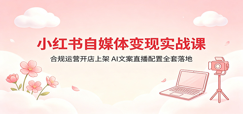 小红书自媒体变现实战课：合规运营开店上架，AI文案直播配置全套落地-星空网创资源