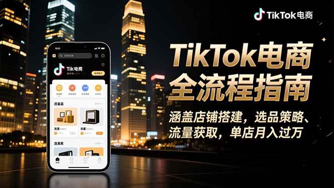 (16524期)TikTok电商全流程指南,涵盖店铺搭建、选品策略、流量获取,单店月入过万-星空网创资源
