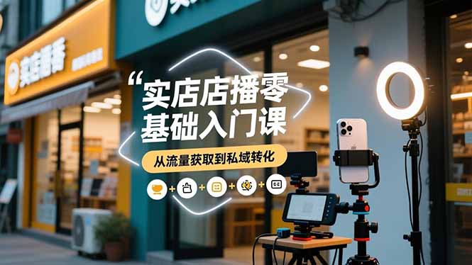 实体店播零基础入门课，实体店+短视频+直播+微信生态+私域社群，从流量获取到私域转化-星空网创资源