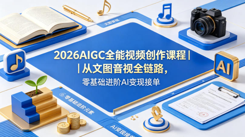 2026AIGC全能视频创作课程|从文图音视全链路,零基础进阶AI变现接单-星空网创资源