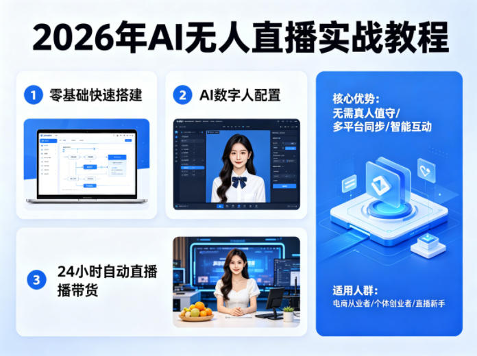 2026年AI无人直播实战教程,零基础也能快速搭建AI数字人无人直播间,实现24小时自动直播带货-星空网创资源