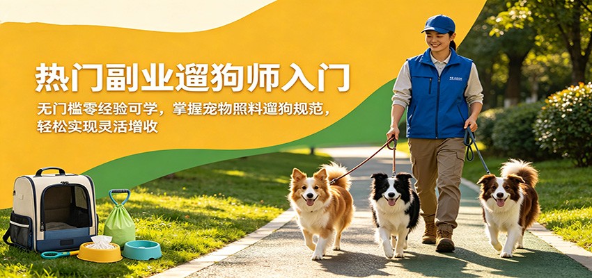 热门副业遛狗师入门，无门槛零经验可学，掌握宠物照料遛狗规范，轻松实现灵活增收-星空网创资源