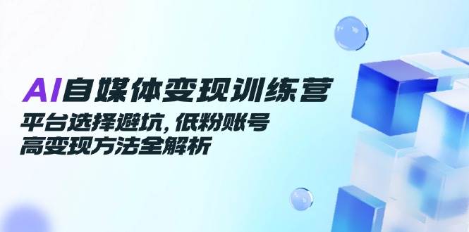 AI自媒体变现训练营，平台选择避坑，低粉账号高变现方法全解析-星空网创资源