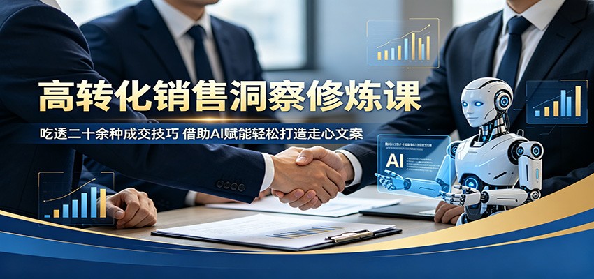 高转化销售洞察修炼课:吃透二十余种成交技巧,借助AI赋能轻松打造走心文案-星空网创资源