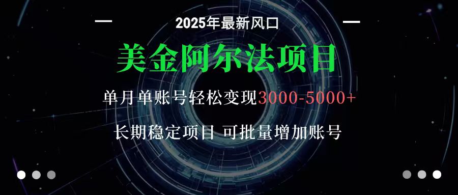 美金阿尔法项目：一部手机每天只需10分钟，轻松稳定赚美元-星空网创资源