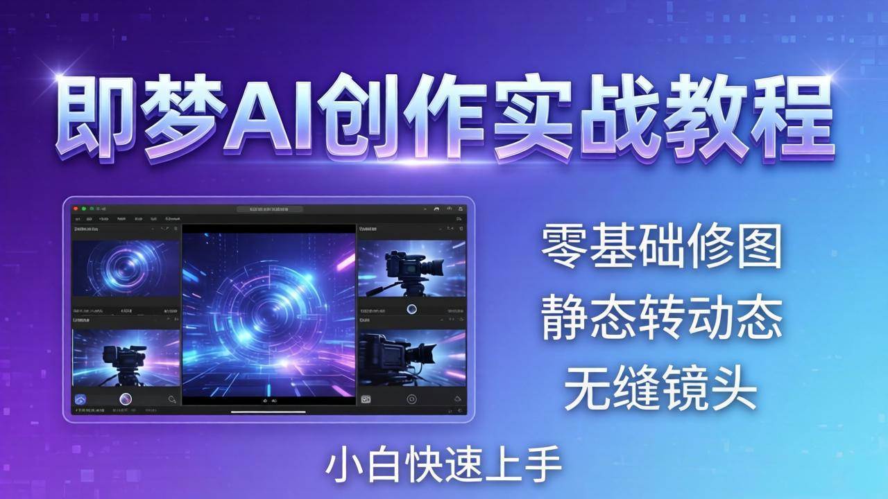 (18196期)即梦AI创作实战教程,从零基础修图到AI导演,实战教学静态转动态+无缝镜头,小白快速上手-星空网创资源