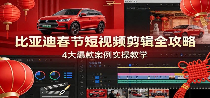比亚迪春节短视频剪辑全攻略，4大爆款案例实操教学-星空网创资源