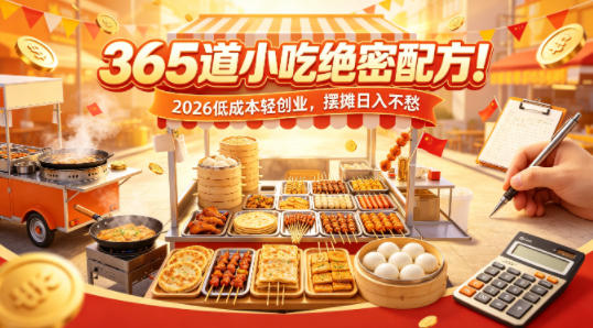 365道小吃绝密配方!2026低成本轻创业,摆摊日入不愁-星空网创资源