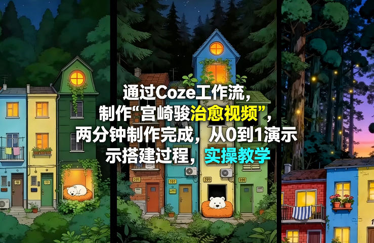 通过Coze工作流制作《宫崎骏治愈视频》,两分钟制作完成,从0到1演示搭建过程,实操教学-星空网创资源