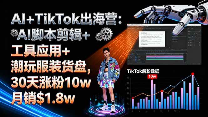 （16108期）AI+TikTok出海营:AI脚本剪辑+工具应用+潮玩服装货盘,30天涨粉10w月销$1.8w-星空网创资源