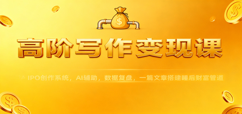 高阶写作变现课：IPO创作系统，AI辅助，数据复盘，一篇文章搭建睡后财富管道-星空网创资源