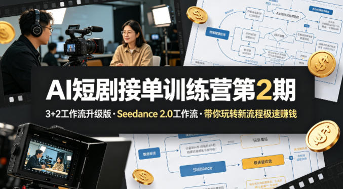 AI短剧接单训练营第2期，3+2工作流升级版，Seedance 2.0工作流，带你玩转新流程极速賺钱-星空网创资源