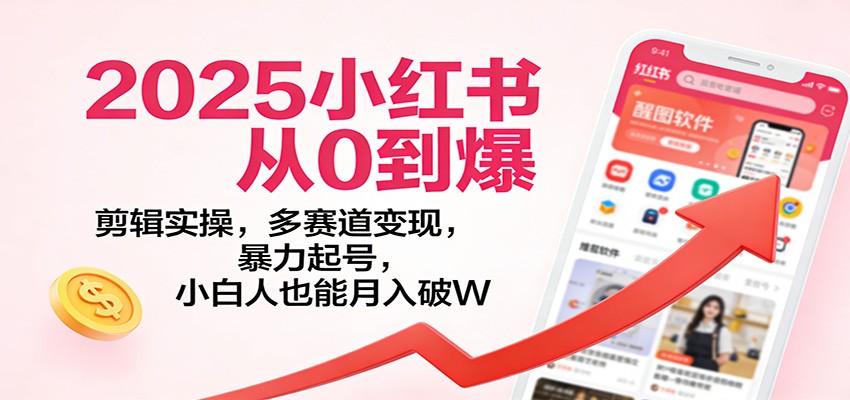 2025小红书从0到爆：剪辑实操，多赛道变现，暴力起号，零基础也能月入破W-星空网创资源
