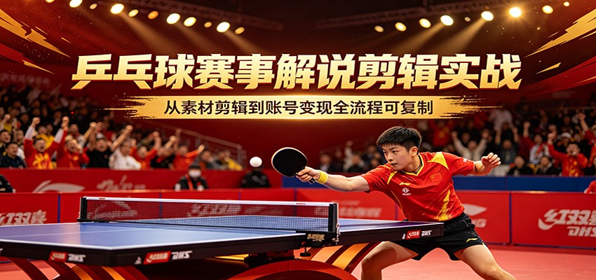 乒乓球赛事解说剪辑实战，从素材剪辑到账号变现全流程可复制-星空网创资源