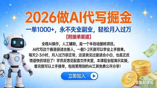 (16924期)2026做AI代写掘金,一单1000+,永不失业副业,轻松月入过万-星空网创资源