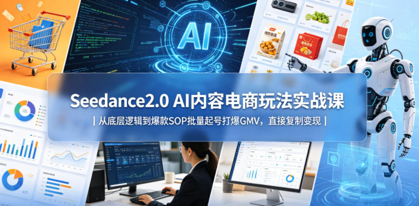 Seedance2.0 AI内容电商玩法实战课｜从底层逻辑到爆款SOP批量起号打爆GMV，直接复制变现-星空网创资源