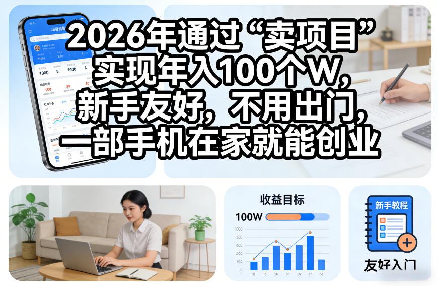 2026年通过“卖项目”实现年入100个W,新手友好,不用出门,一部手机在家就能创业【揭秘】-星空网创资源