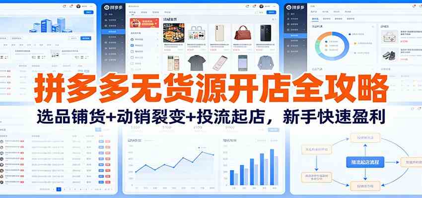 拼多多无货源开店全攻略:选品铺货+动销裂变+投流起店,新手快速盈利 拼多多无货源开店全攻略:选品铺货+动销裂变+投流起店,新手快速盈利