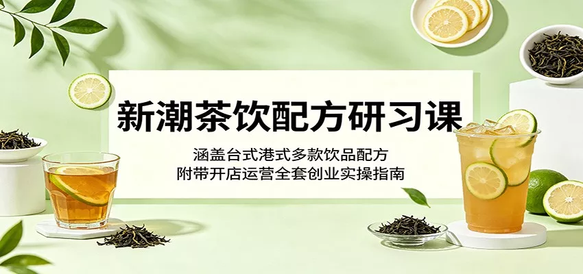 新潮茶饮配方研习课：涵盖台式港式多款饮品配方，附带开店运营全套创业实操指南-星空网创资源