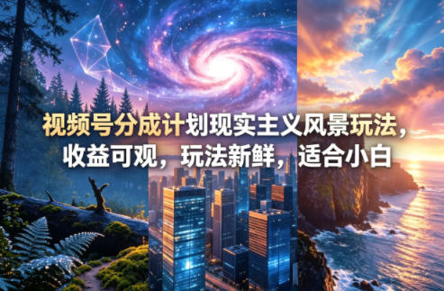 视频号分成计划现实主义风景玩法,收益可观,玩法新鲜,适合小白-星空网创资源