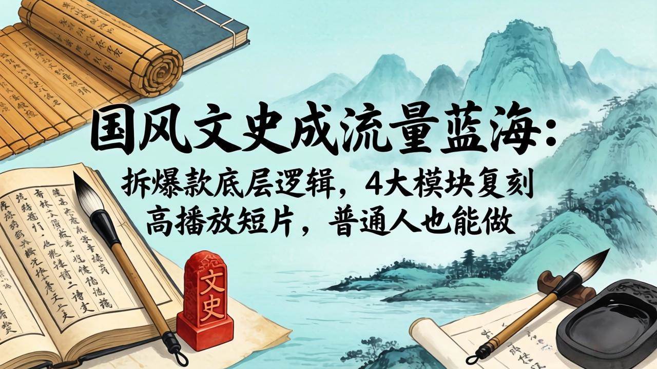 （18227期）国风文史成流量蓝海：拆爆款底层逻辑，4大模块复刻高播放短片，普通人也能做-星空网创资源