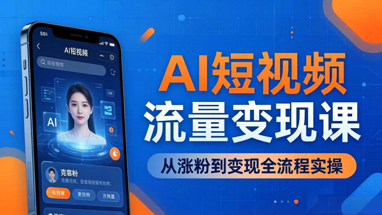 (17939期)AI短视频流量变现课:一部手机玩转数字人克隆+爆款制作,从涨粉到变现全流程实操-星空网创资源