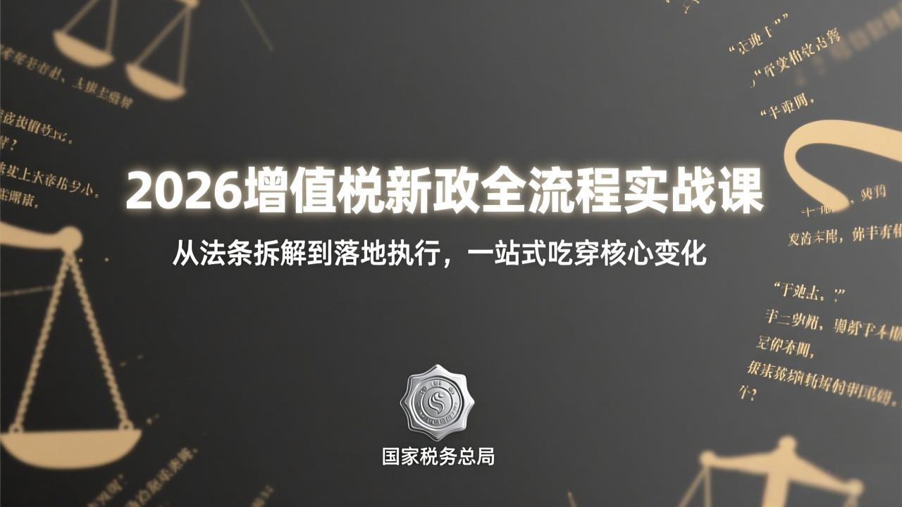 2026增值税新政全流程实战课:从法条拆解到落地执行,一站式吃透核心变化 2026增值税新政全流程实战课:从法条拆解到落地执行,一站式吃透核心变化