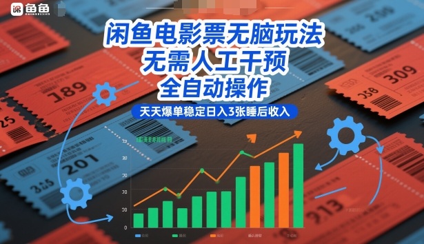 闲鱼电影票无脑玩法,无需人工干预,全自动操作,天天爆单稳定日入3张睡后收入【揭秘】 闲鱼电影票无脑玩法,无需人工干预,全自动操作,天天爆单稳定日入3张睡后收入【揭秘】