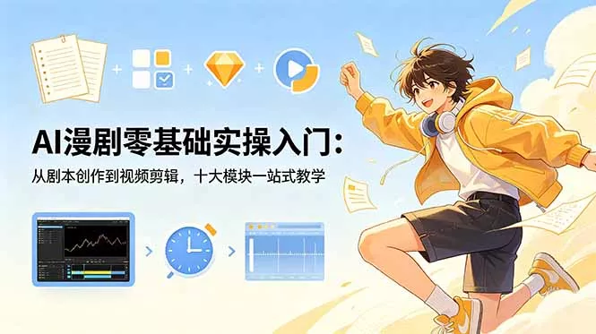 AI漫剧零基础实操入门:从剧本创作到视频剪辑,十大模块一站式教学-星空网创资源