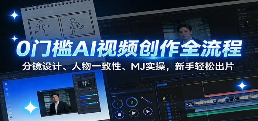 0门槛AI视频创作全流程：分镜设计、人物一致性、MJ实操，新手轻松出片-星空网创资源