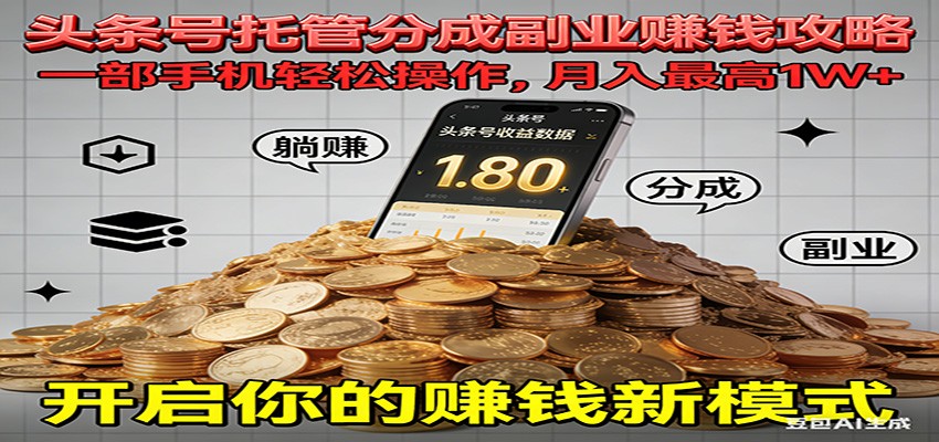 全程托管今日头条，一部手机就可以开干，最高躺赚1W+-星空网创资源