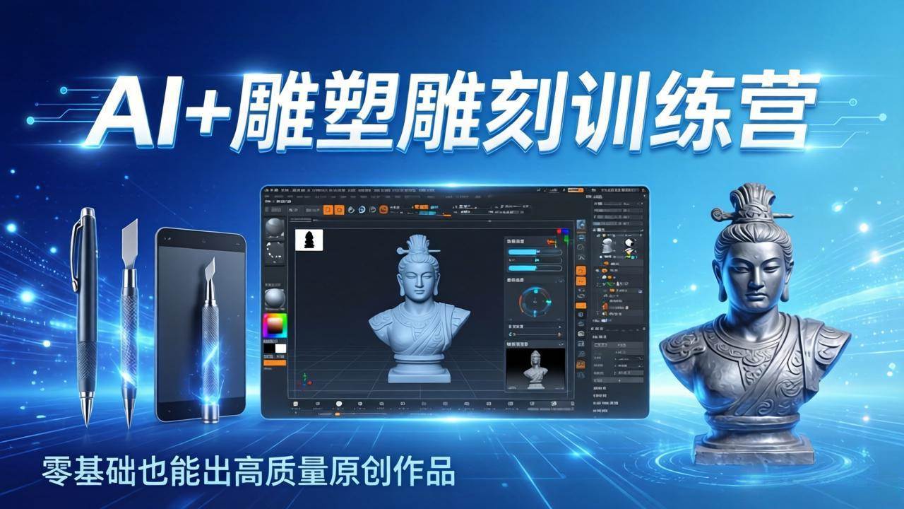 (17651期)AI+雕塑雕刻训练营:从AI创作、大模型训练到3D雕刻 + 渲染,零基础也能出高质量原创作品-星空网创资源
