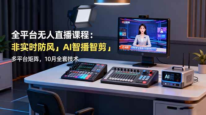 (16279期)全平台无人直播课程:非实时防风+AI智播智剪+多平台矩阵,10月全套技术-星空网创资源
