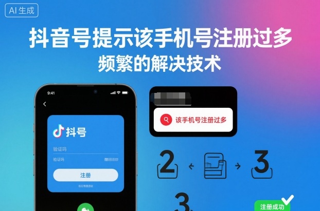 抖音号提示该手机号注册过多，频繁的解决技术-星空网创资源
