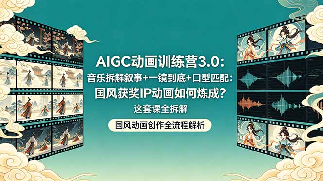 AIGC动画训练营3.0:音乐拆解叙事+一镜到底+口型匹配:国风获奖IP动画如何炼成?这套课全拆解 AIGC动画训练营3.0:音乐拆解叙事+一镜到底+口型匹配:国风获奖IP动画如何炼成?这套课全拆解