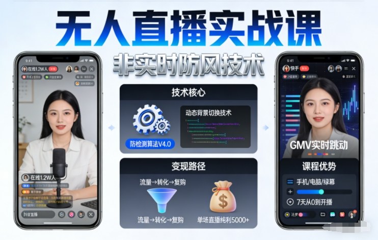 宝子哥无人直播实战课,非实时防风技术,聚焦抖音快手等平台直播带货,轻松开启直播变现之路(更新2026年4月10日)-星空网创资源
