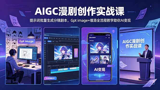 (18482期)AIGC漫剧创作实战课-更新5月16,提示词批量生成分镜剧本,Gpt image+维洛全流程教学助你AI变现-星空网创资源