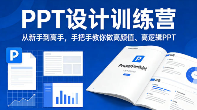 PPT设计训练营,从新手到高手,手把手教你做高颜值、高逻辑PPT-星空网创资源