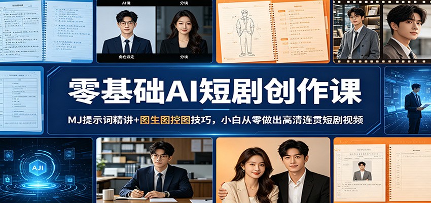 零基础AI短剧创作课：MJ提示词精讲+图生图控图技巧，小白从零做出高清连贯短剧视频-星空网创资源
