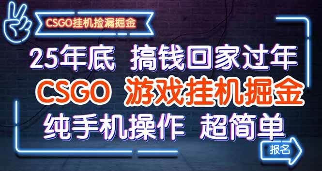 (16343期)25年底搞钱回家过年,CSGO游戏挂机掘金,纯手机操作超简单-星空网创资源